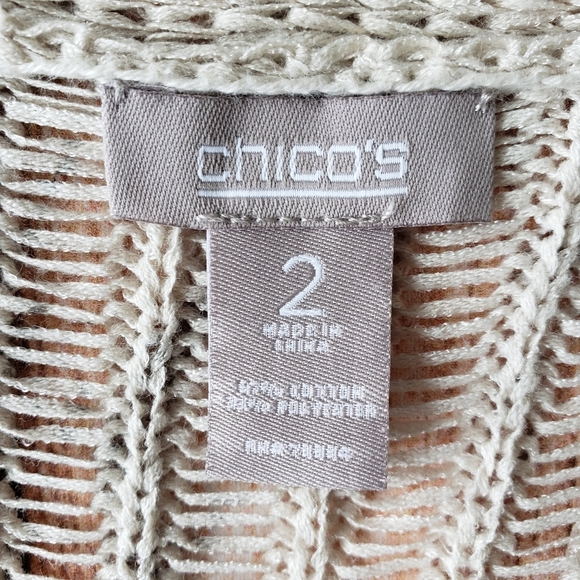 NWOT Chico's Crochet Open Front Cardigan 2 (L) - Picture 4 of 7